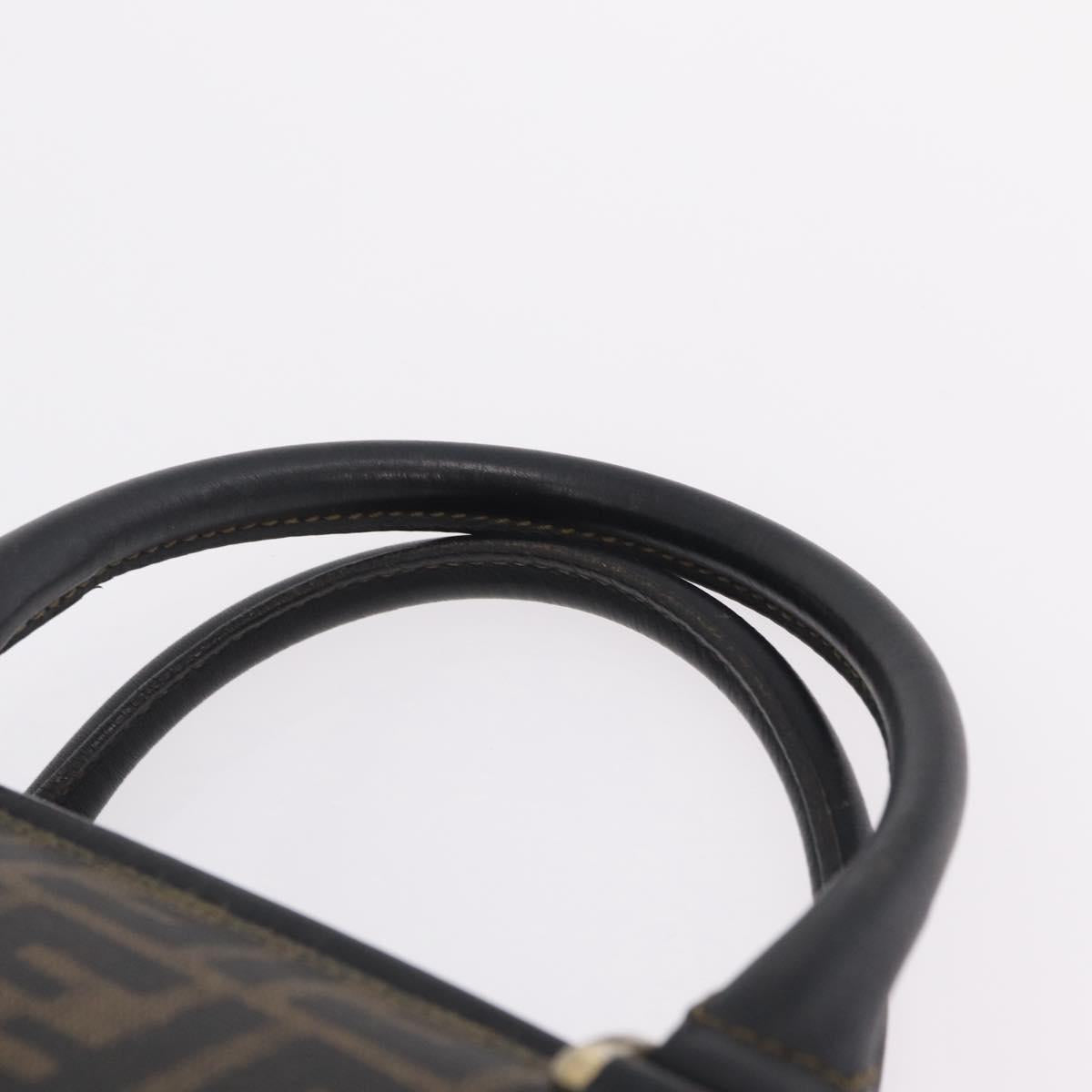 FENDI Zucca Canvas Hand Bag PVC Black Brown Auth ka6311