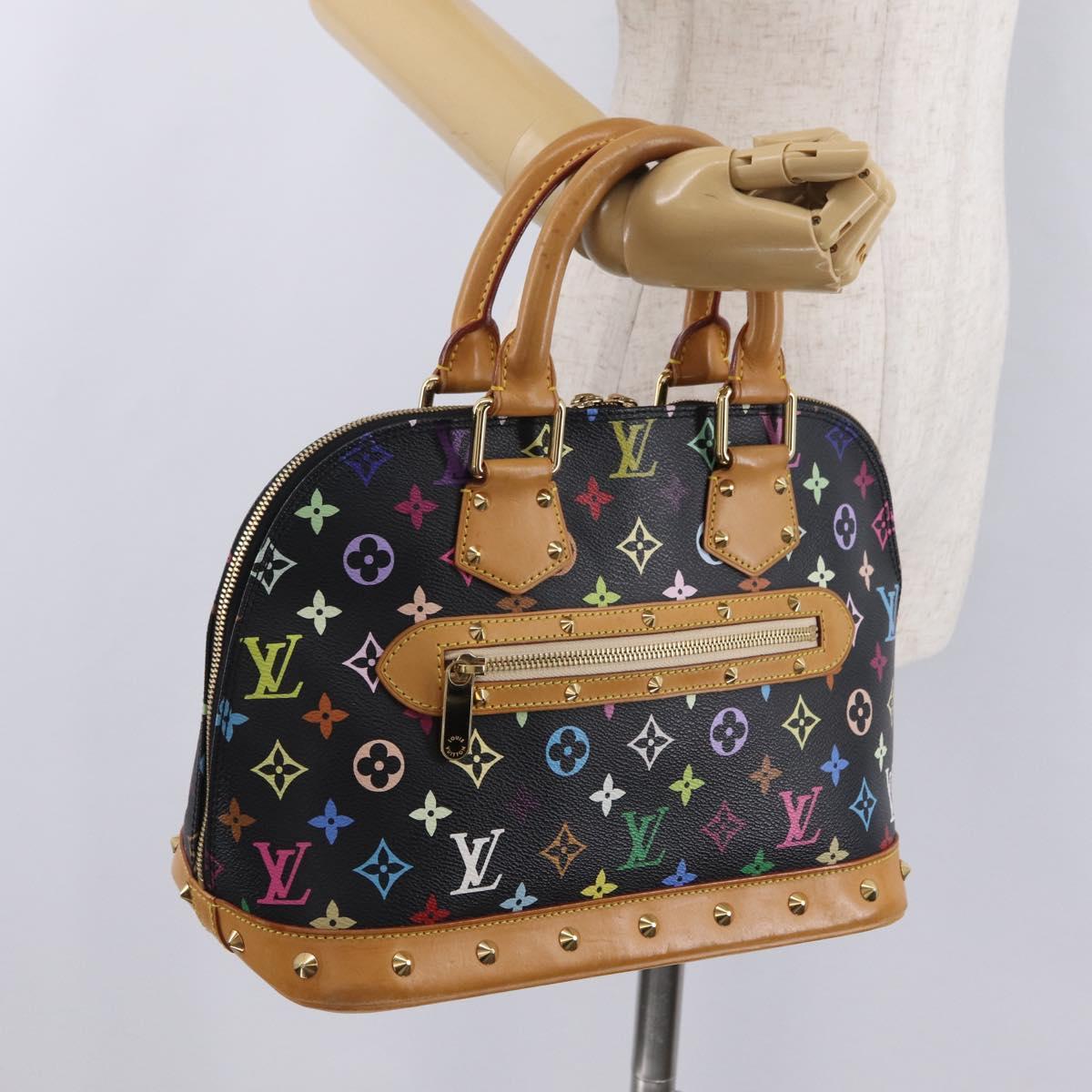 LOUIS VUITTON Monogram Multicolor Alma Hand Bag Black M92646 LV Auth ka6314V