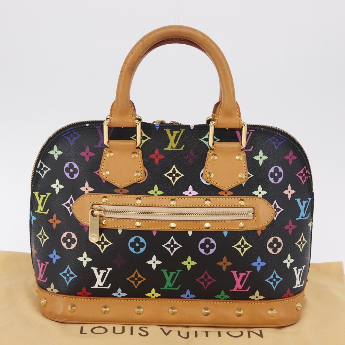 LOUIS VUITTON Monogram Multicolor Alma Hand Bag Black M92646 LV Auth ka6314V