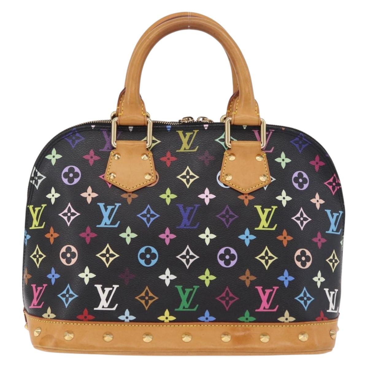 LOUIS VUITTON Monogram Multicolor Alma Hand Bag Black M92646 LV Auth ka6314V
