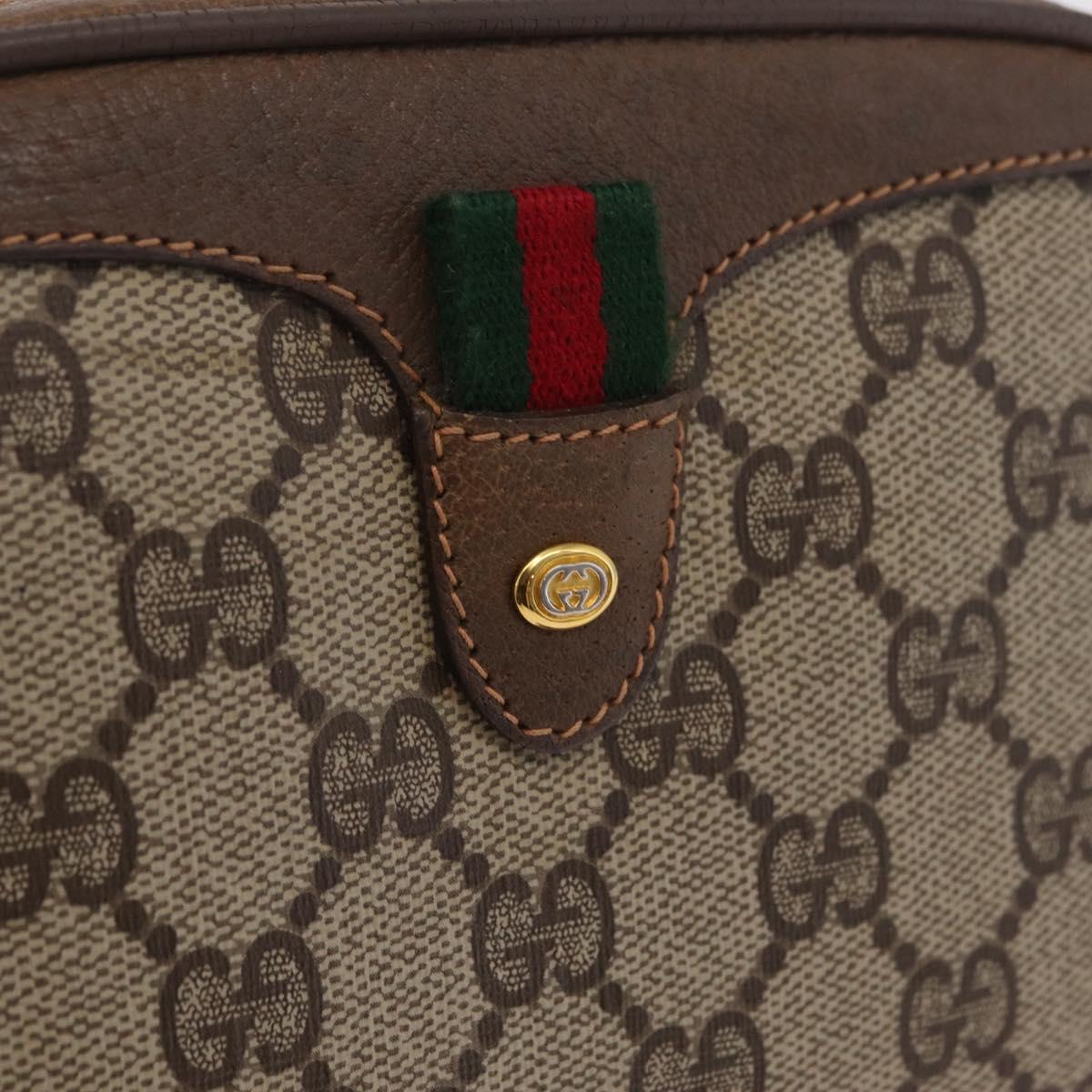 GUCCI GG Supreme Web Sherry Line Bag PVC Beige Gold 89 02 066 Auth ka6316