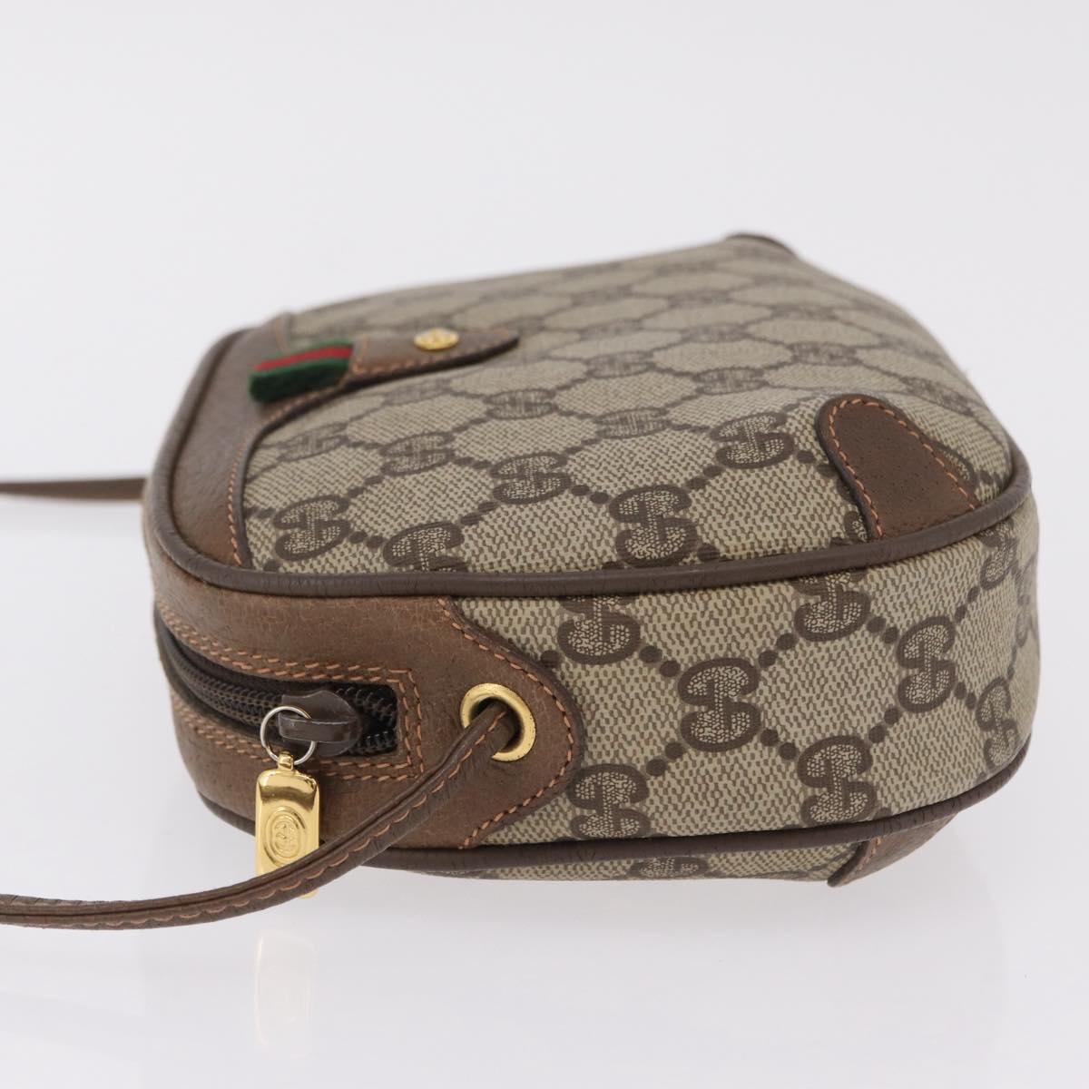 GUCCI GG Supreme Web Sherry Line Bag PVC Beige Gold 89 02 066 Auth ka6316