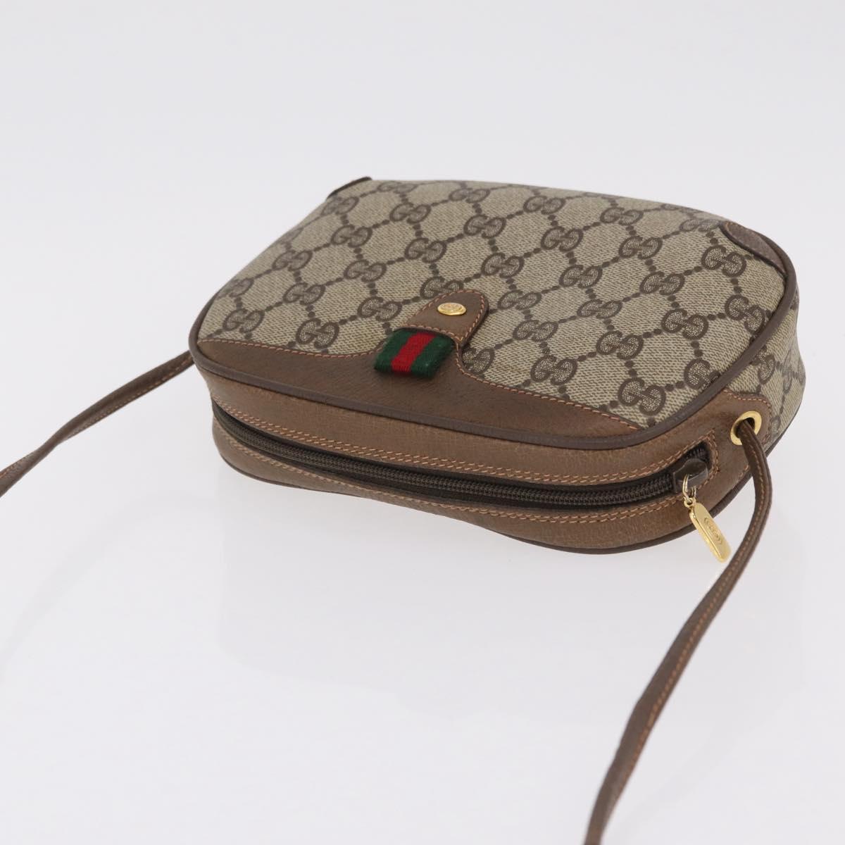GUCCI GG Supreme Web Sherry Line Bag PVC Beige Gold 89 02 066 Auth ka6316