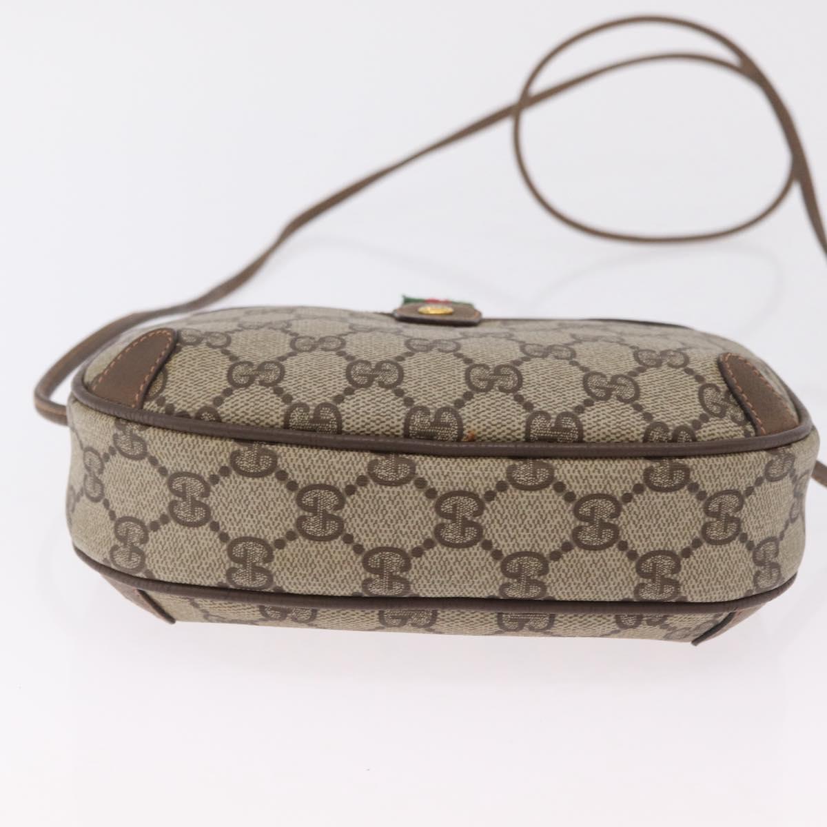GUCCI GG Supreme Web Sherry Line Bag PVC Beige Gold 89 02 066 Auth ka6316