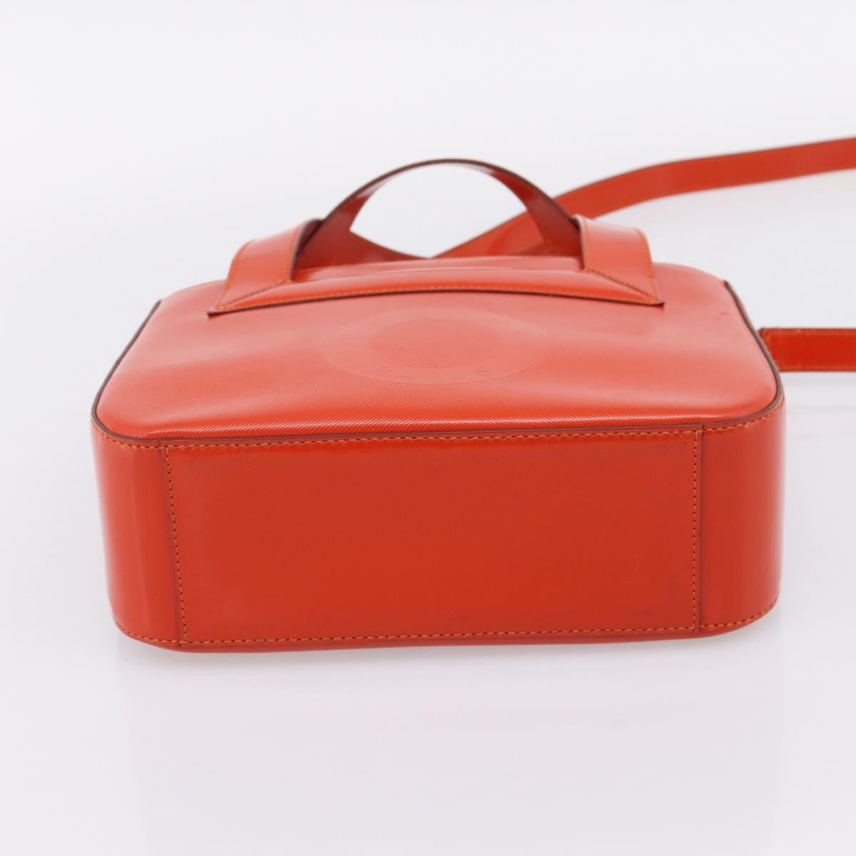 CELINE Hand Bag Leather 2way Orange Gold Auth ka6317A