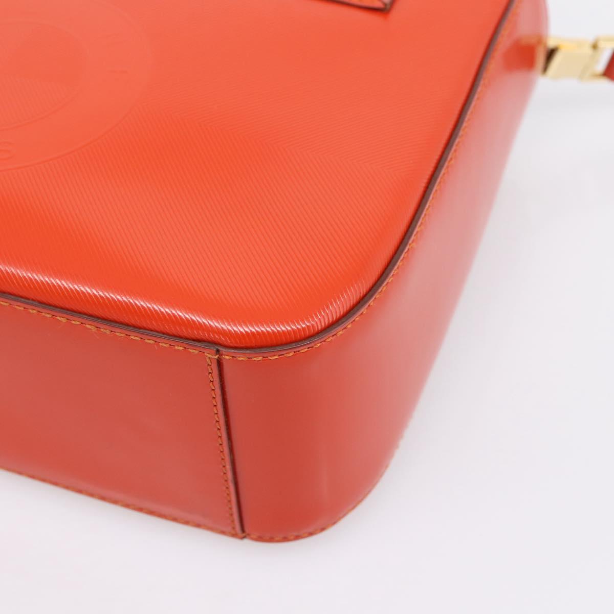 CELINE Hand Bag Leather 2way Orange Gold Auth ka6317A