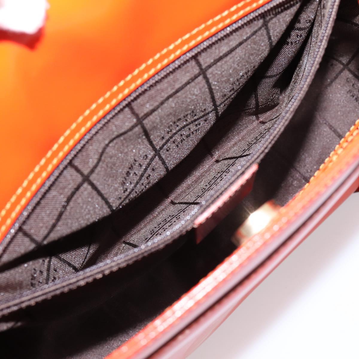 CELINE Hand Bag Leather 2way Orange Gold Auth ka6317A