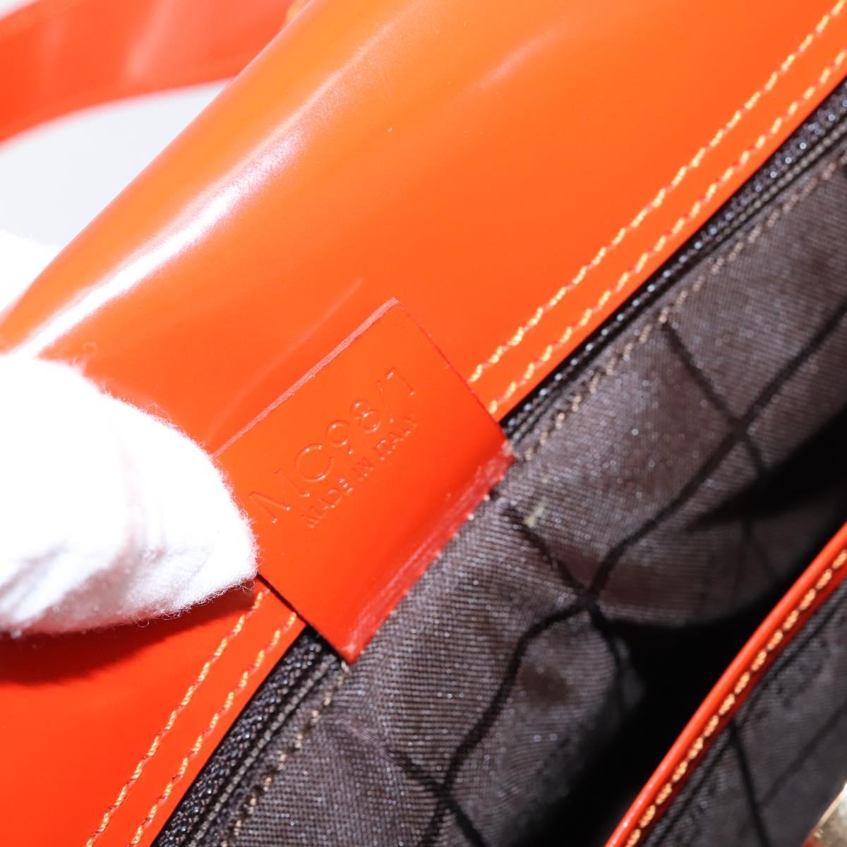 CELINE Hand Bag Leather 2way Orange Gold Auth ka6317A