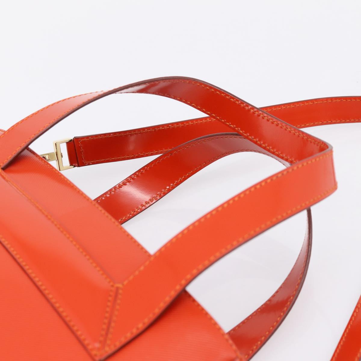 CELINE Hand Bag Leather 2way Orange Gold Auth ka6317A