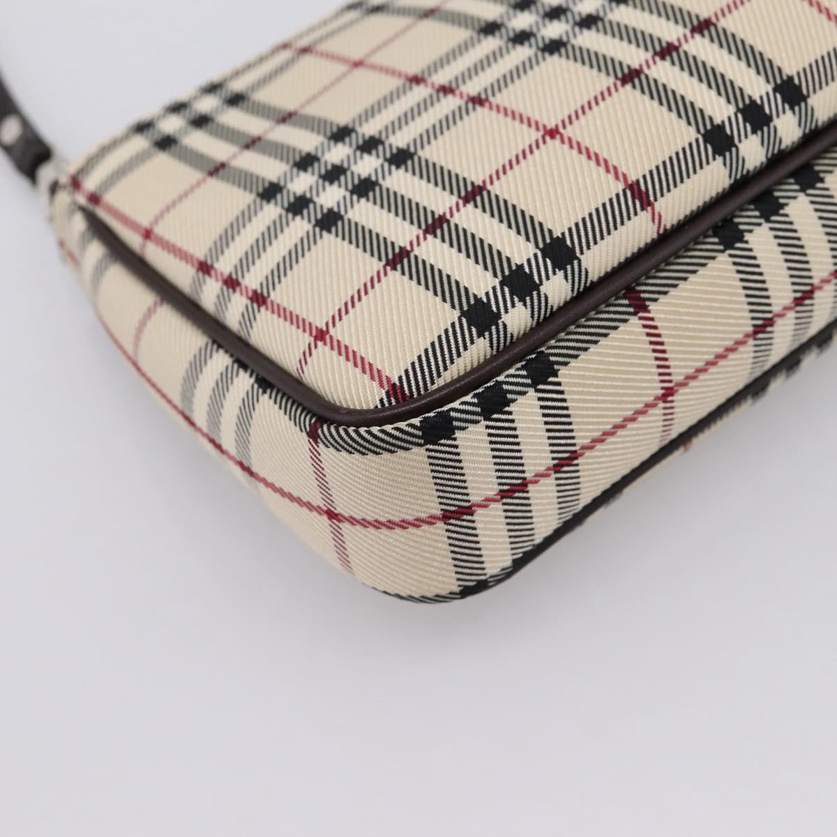 BURBERRY Nova Check Shoulder Bag Canvas Beige Silver Auth ka6319A