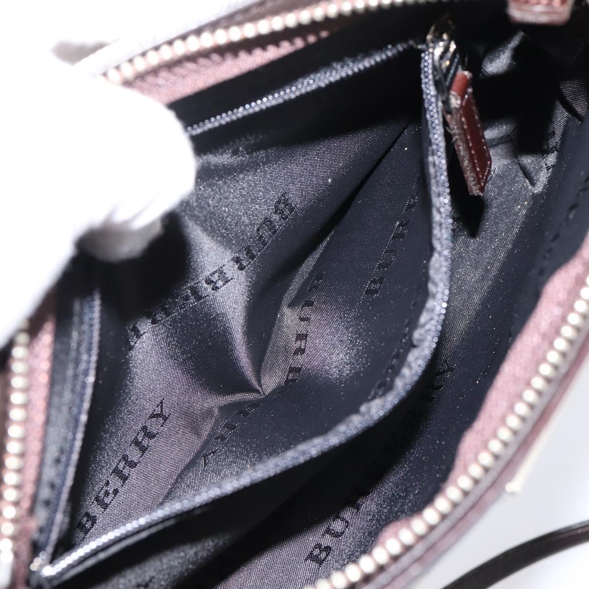 BURBERRY Nova Check Shoulder Bag Canvas Beige Silver Auth ka6319A