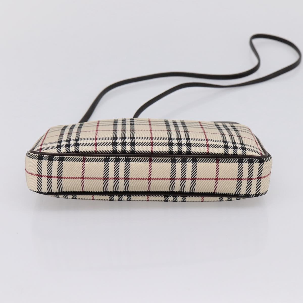 BURBERRY Nova Check Shoulder Bag Canvas Beige Silver Auth ka6319A