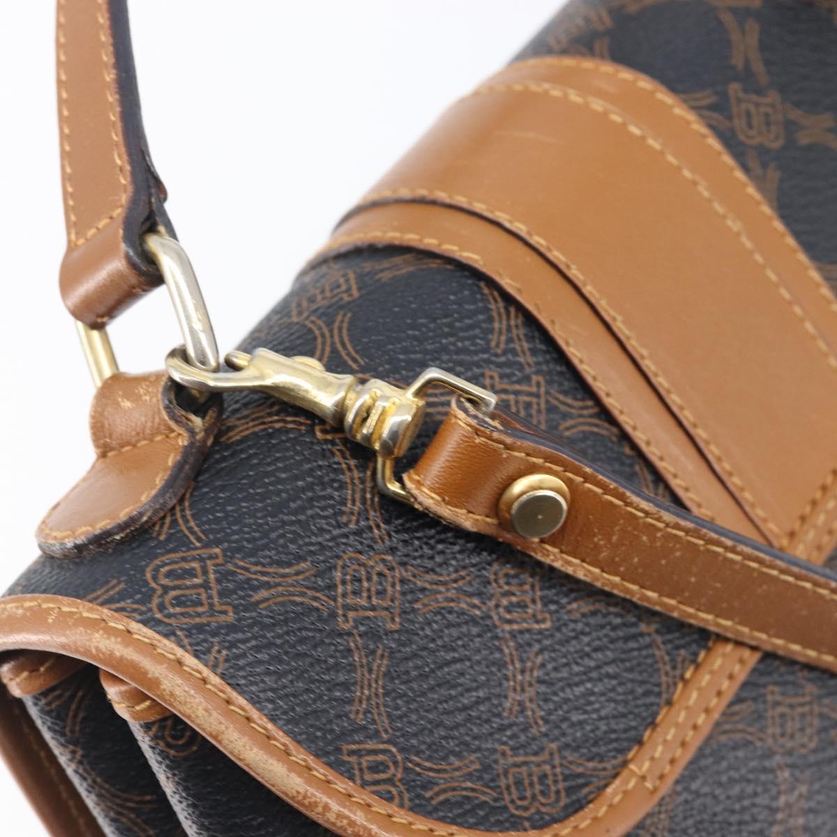 BALLY Hand Bag PVC 2way Black Gold Auth ka6321