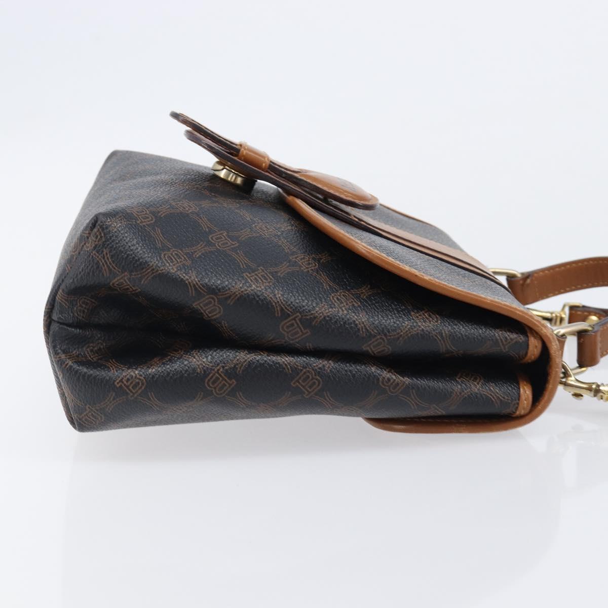 BALLY Hand Bag PVC 2way Black Gold Auth ka6321