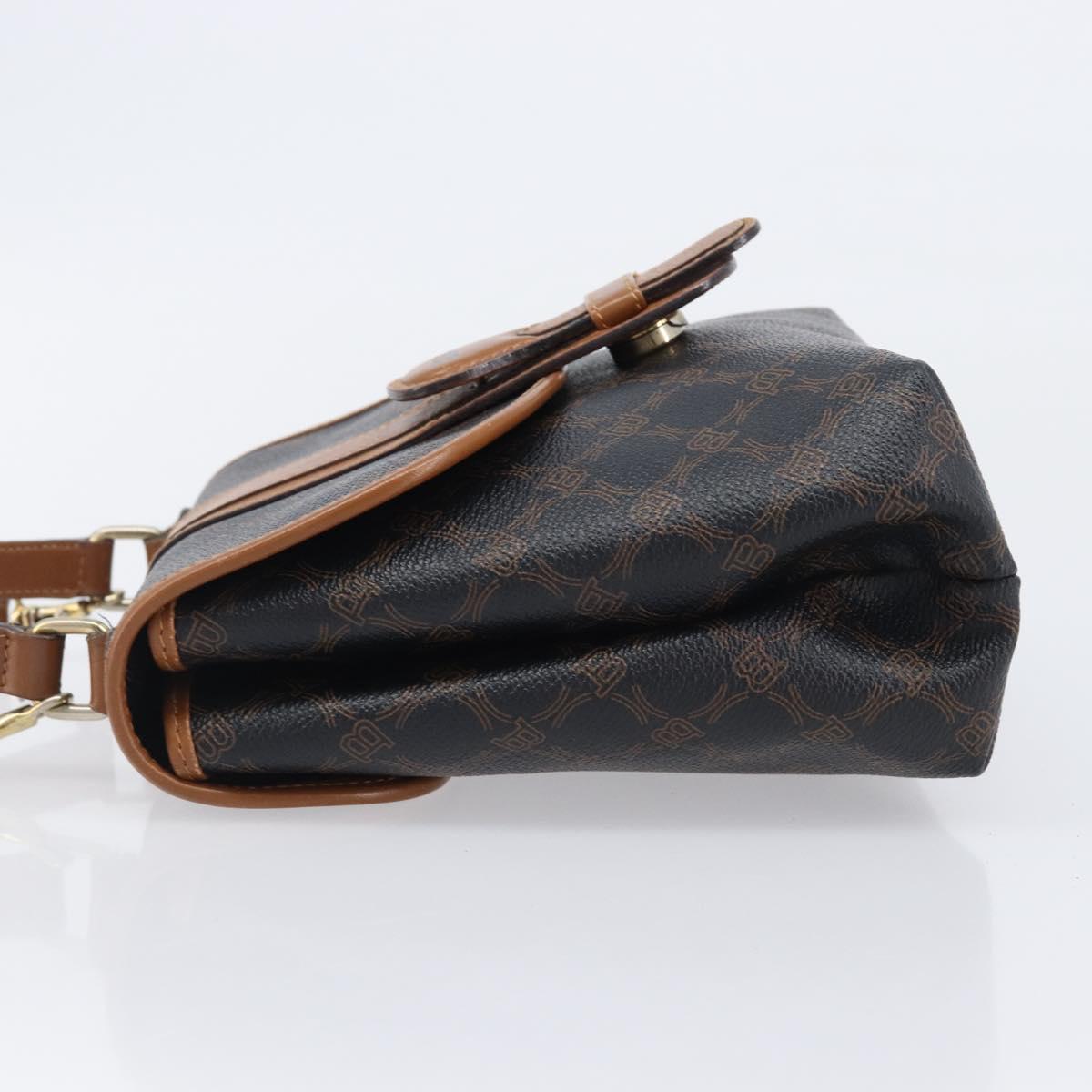 BALLY Hand Bag PVC 2way Black Gold Auth ka6321