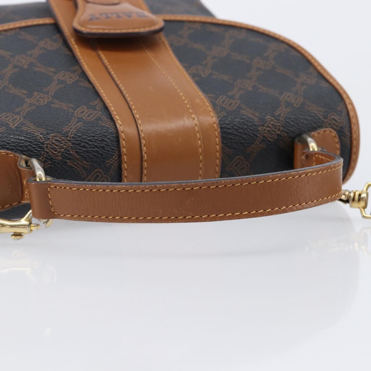 BALLY Hand Bag PVC 2way Black Gold Auth ka6321