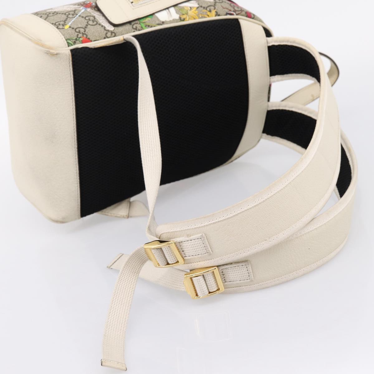 GUCCI Ophdia GG Web Sherry Line Flora Backpack PVC Beige 547965 Auth ka6322V