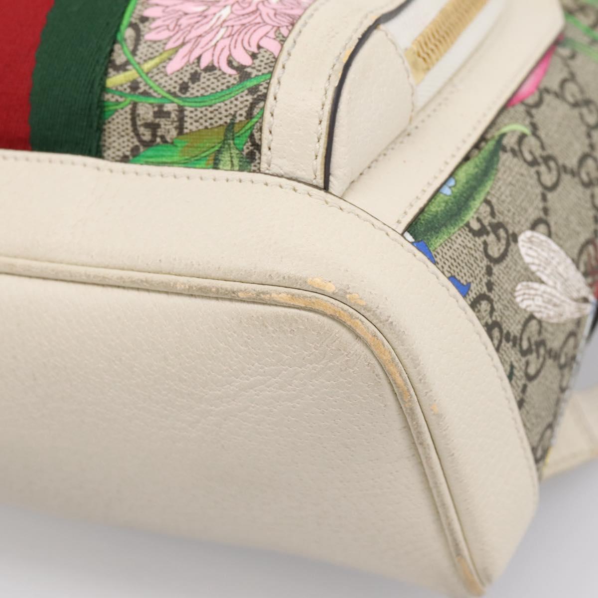 GUCCI Ophdia GG Web Sherry Line Flora Backpack PVC Beige 547965 Auth ka6322V