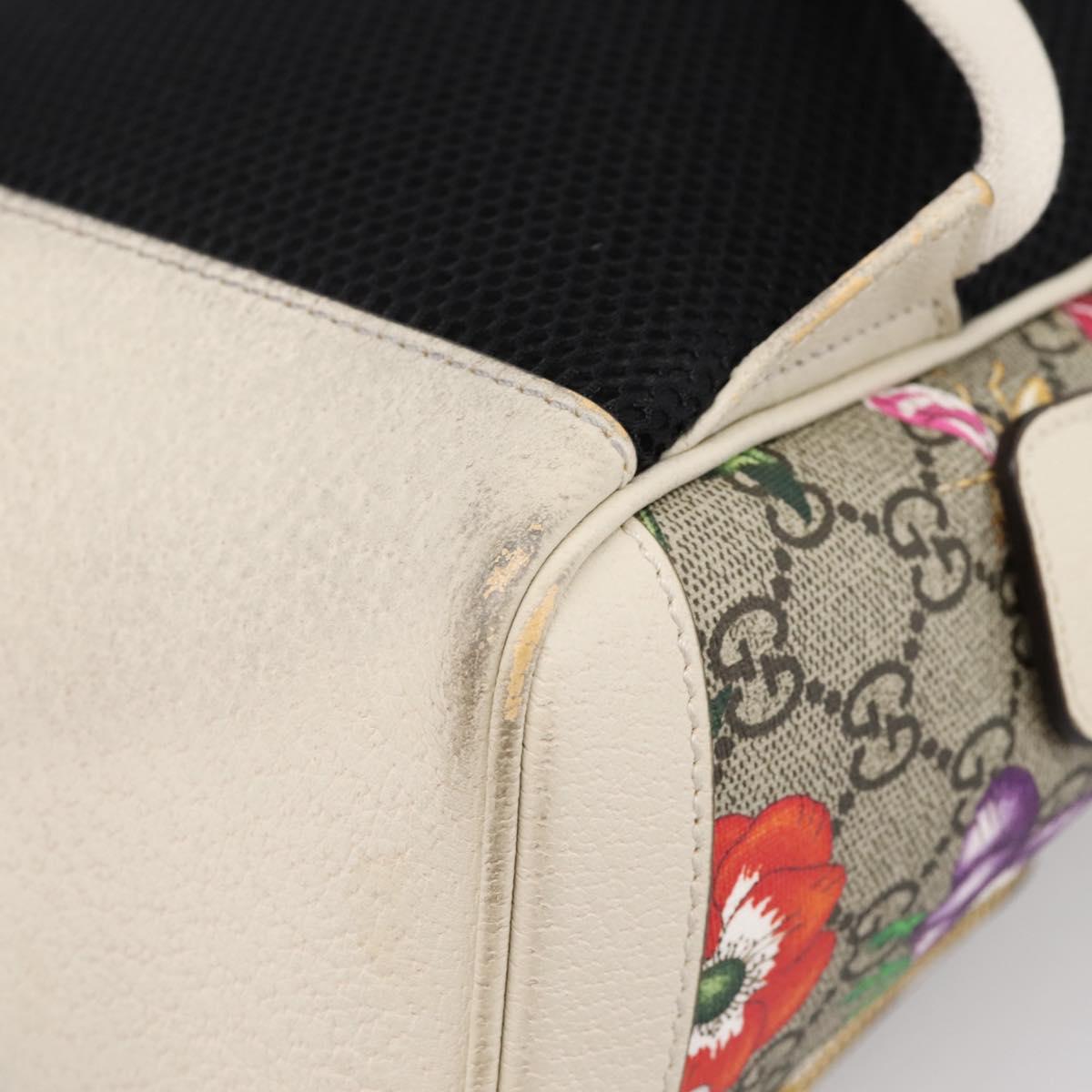 GUCCI Ophdia GG Web Sherry Line Flora Backpack PVC Beige 547965 Auth ka6322V
