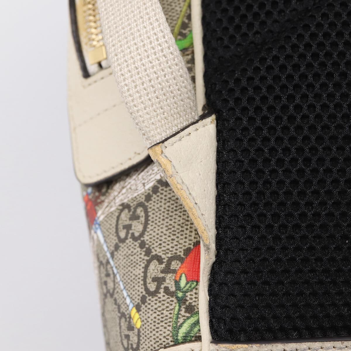 GUCCI Ophdia GG Web Sherry Line Flora Backpack PVC Beige 547965 Auth ka6322V