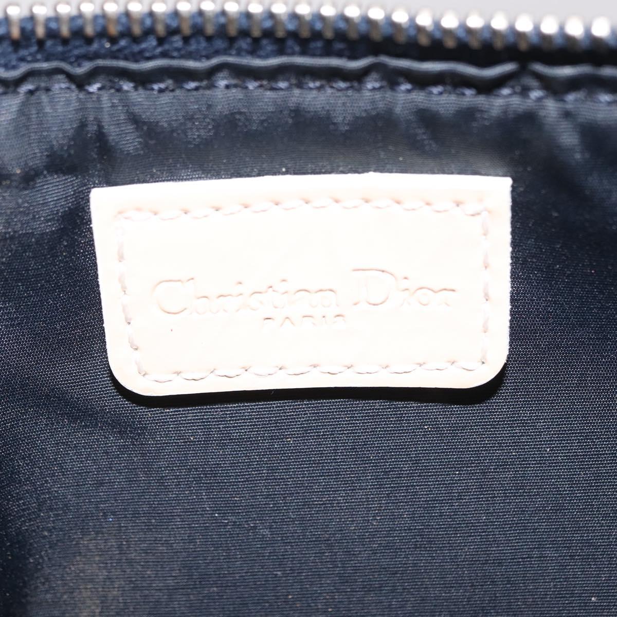 Christian Dior Trotter Canvas Saddle Pouch PVC Blue Silver Auth ka6323V