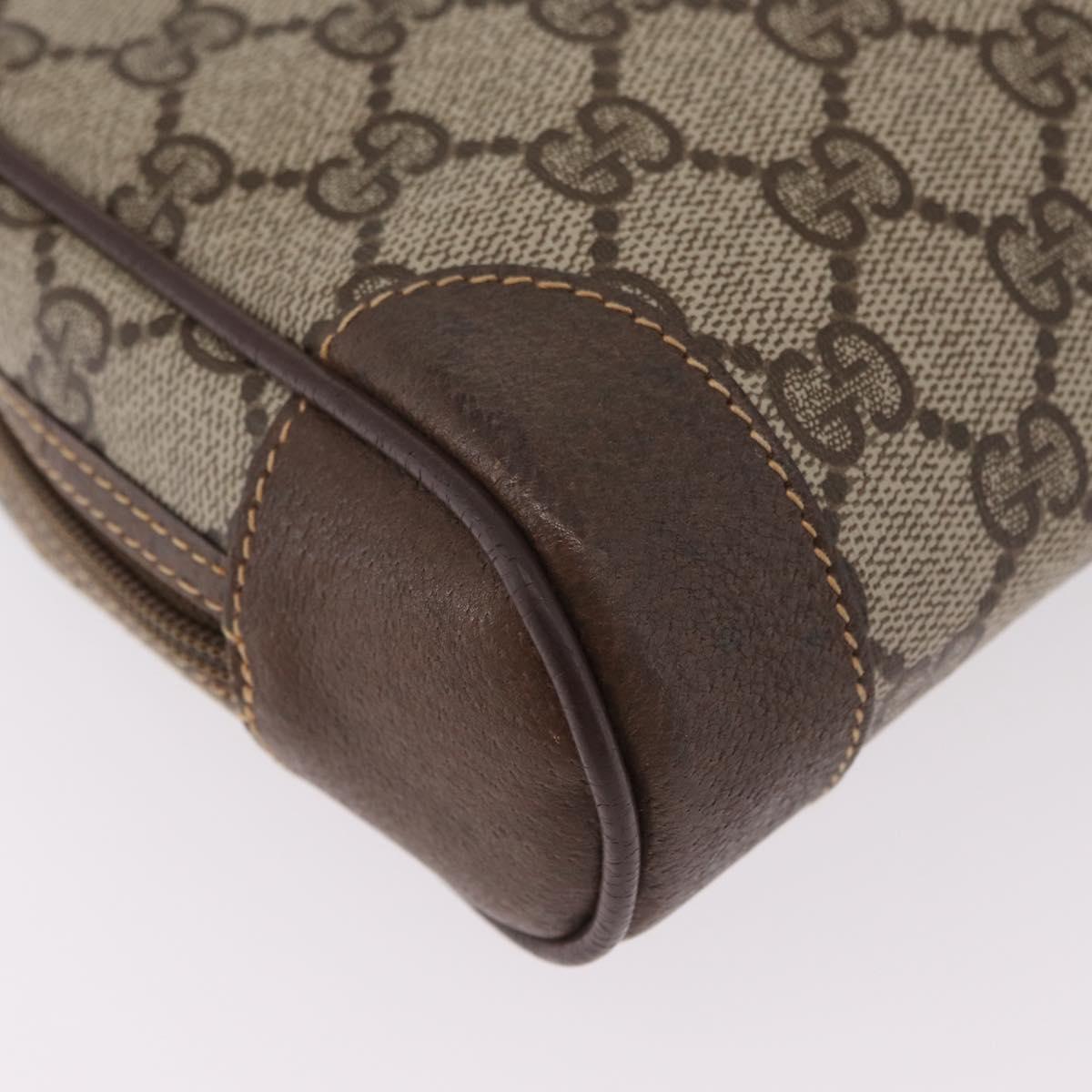 GUCCI GG Supreme Clutch Bag PVC Beige Gold 014 89 0100 Auth ka6324