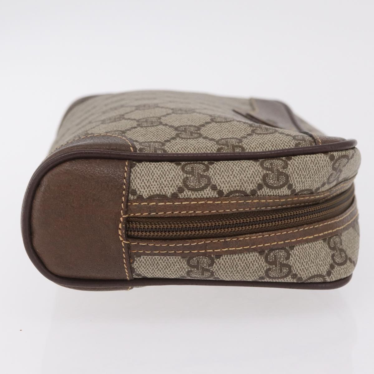 GUCCI GG Supreme Clutch Bag PVC Beige Gold 014 89 0100 Auth ka6324