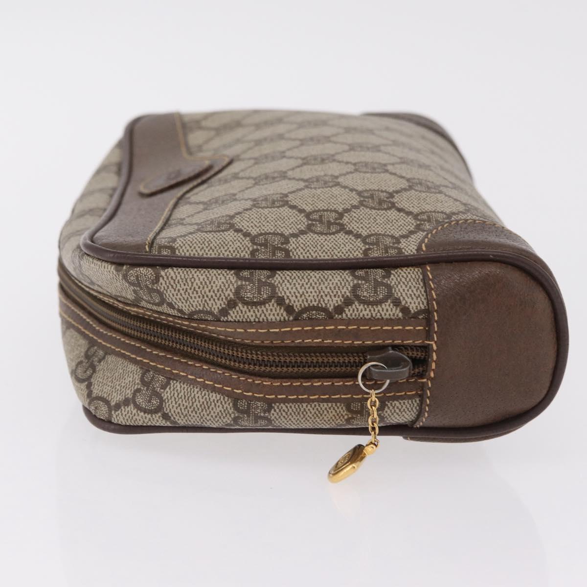 GUCCI GG Supreme Clutch Bag PVC Beige Gold 014 89 0100 Auth ka6324