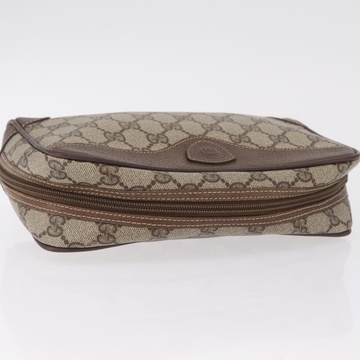 GUCCI GG Supreme Clutch Bag PVC Beige Gold 014 89 0100 Auth ka6324