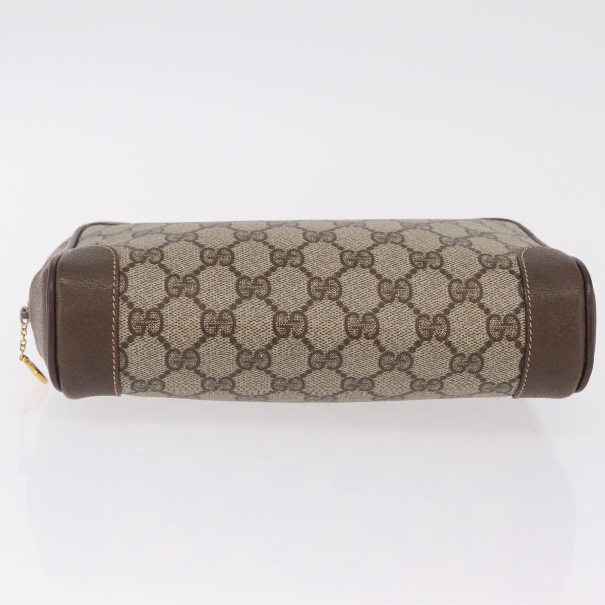 GUCCI GG Supreme Clutch Bag PVC Beige Gold 014 89 0100 Auth ka6324