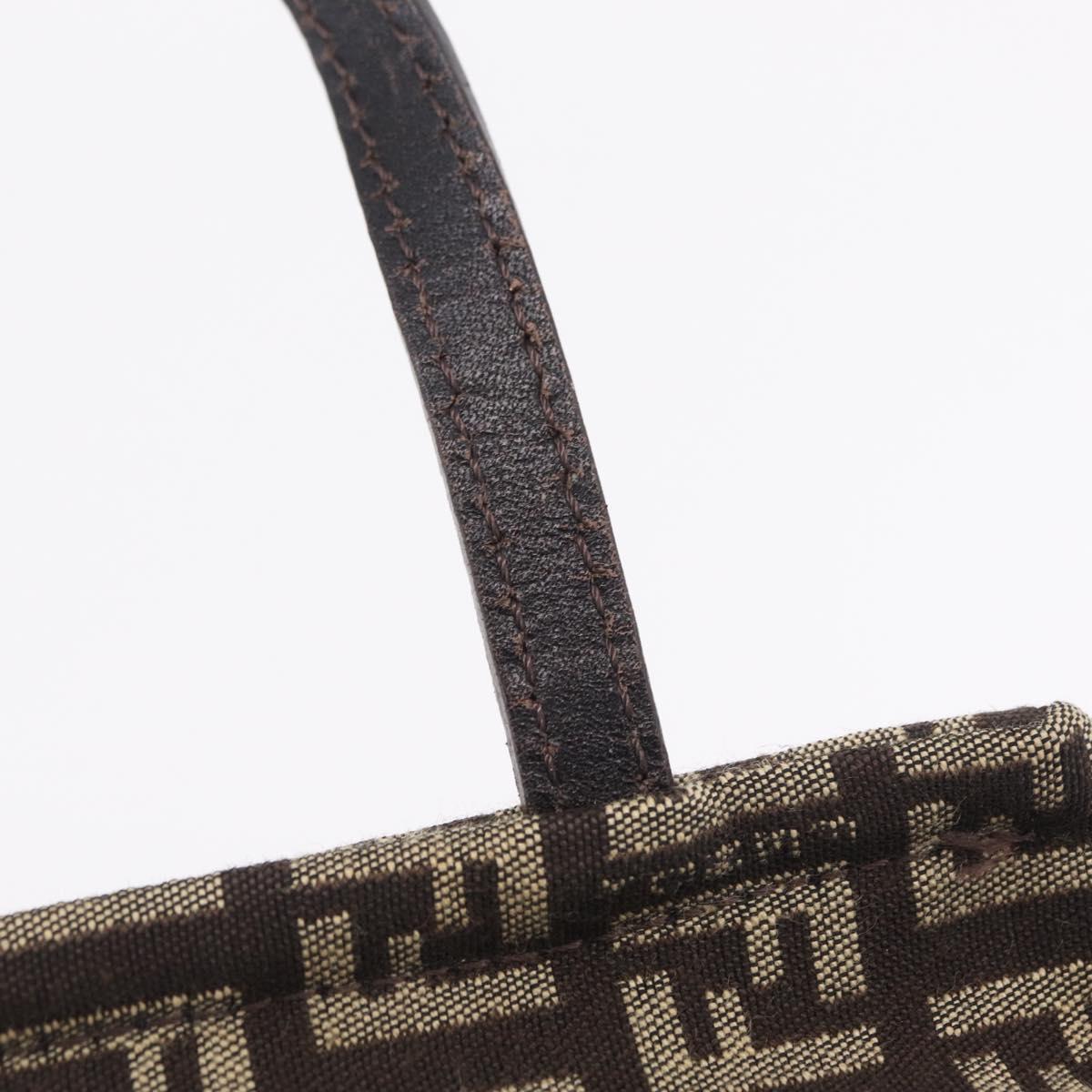 FENDI Zucchino Canvas Hand Bag Brown 8BN105 Auth ka6325