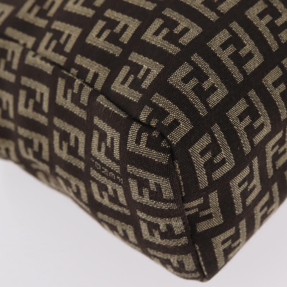 FENDI Zucchino Canvas Hand Bag Brown 8BN105 Auth ka6325