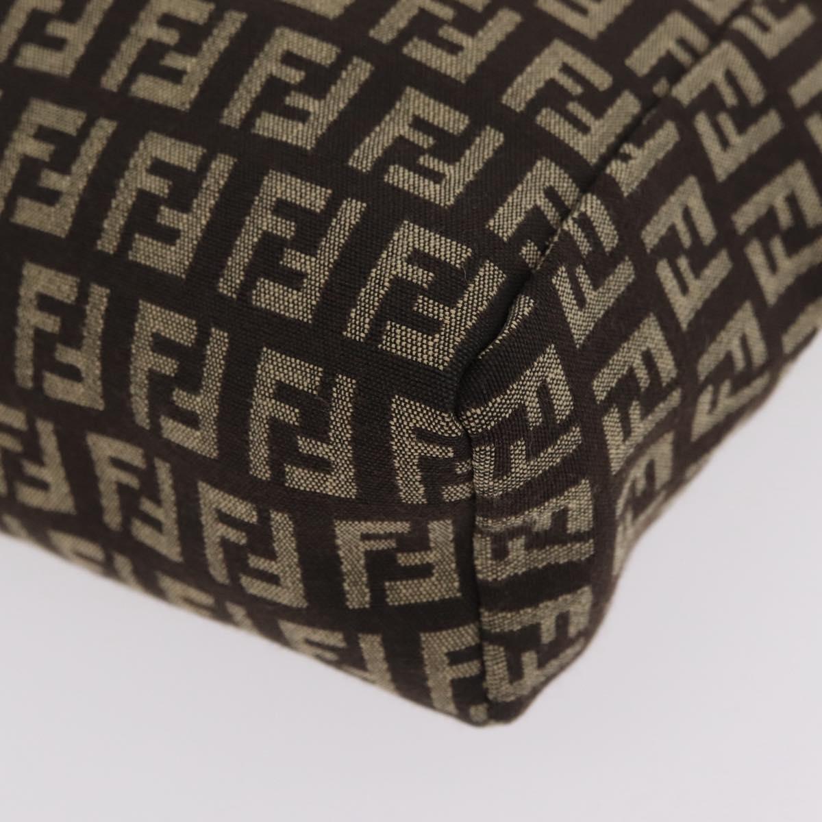 FENDI Zucchino Canvas Hand Bag Brown 8BN105 Auth ka6325
