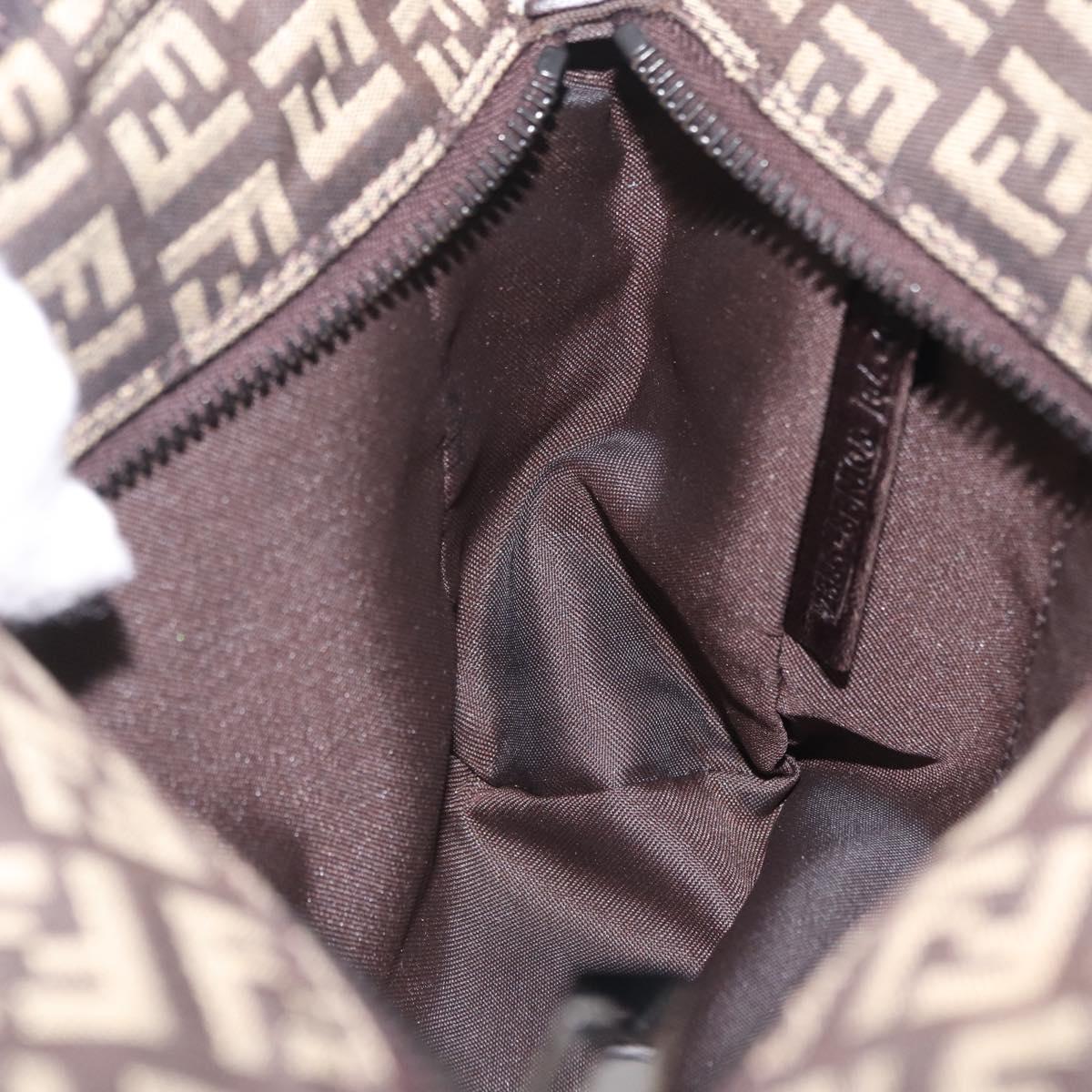 FENDI Zucchino Canvas Hand Bag Brown 8BN105 Auth ka6325