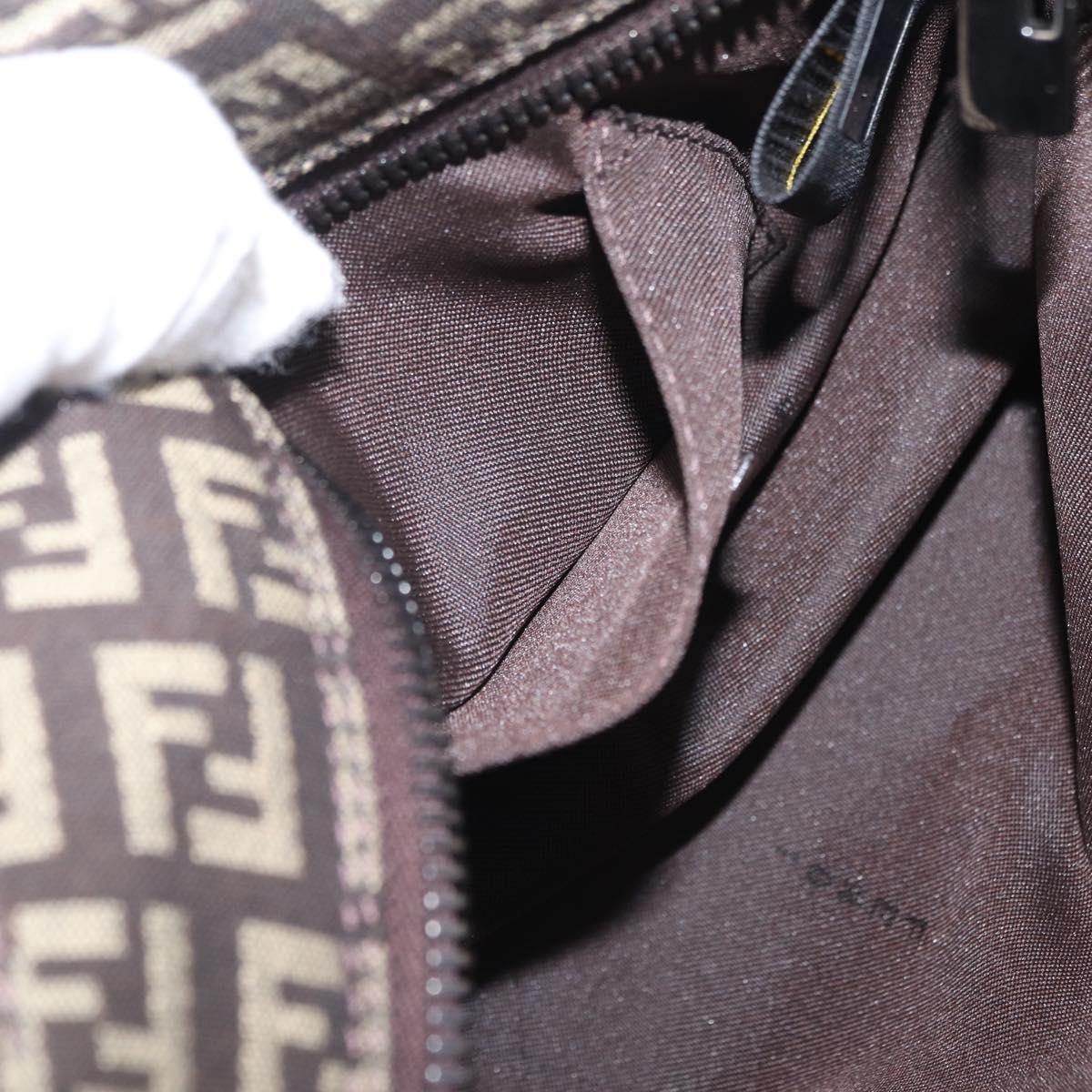 FENDI Zucchino Canvas Hand Bag Brown 8BN105 Auth ka6325
