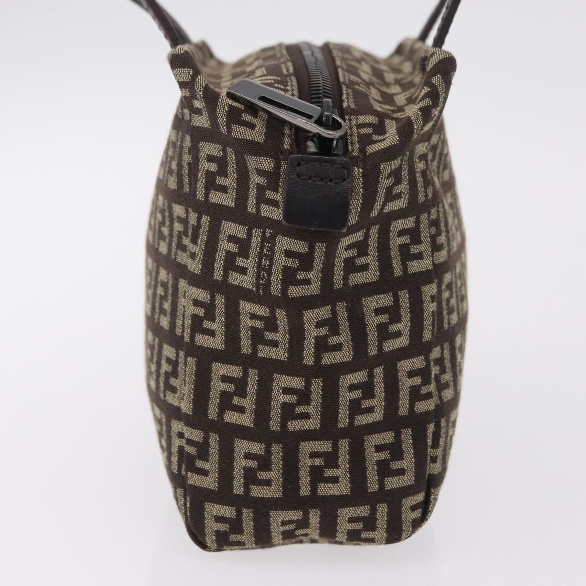 FENDI Zucchino Canvas Hand Bag Brown 8BN105 Auth ka6325