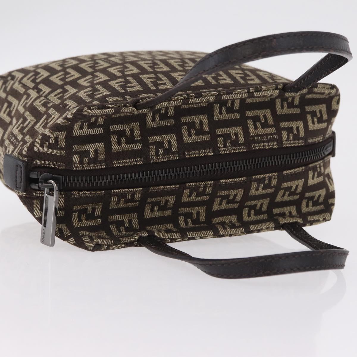 FENDI Zucchino Canvas Hand Bag Brown 8BN105 Auth ka6325