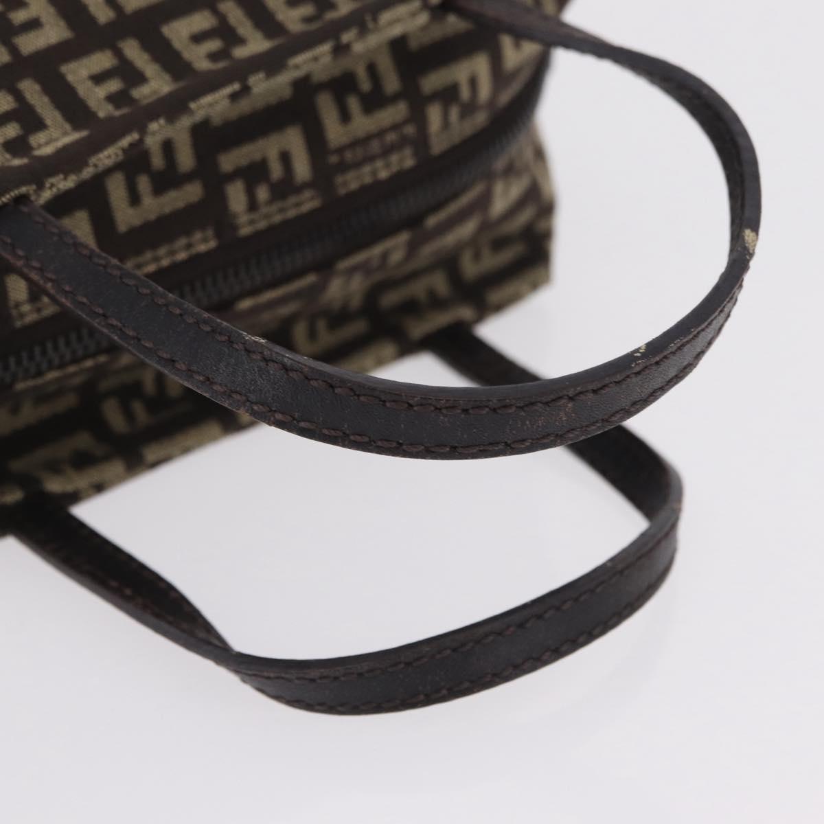 FENDI Zucchino Canvas Hand Bag Brown 8BN105 Auth ka6325