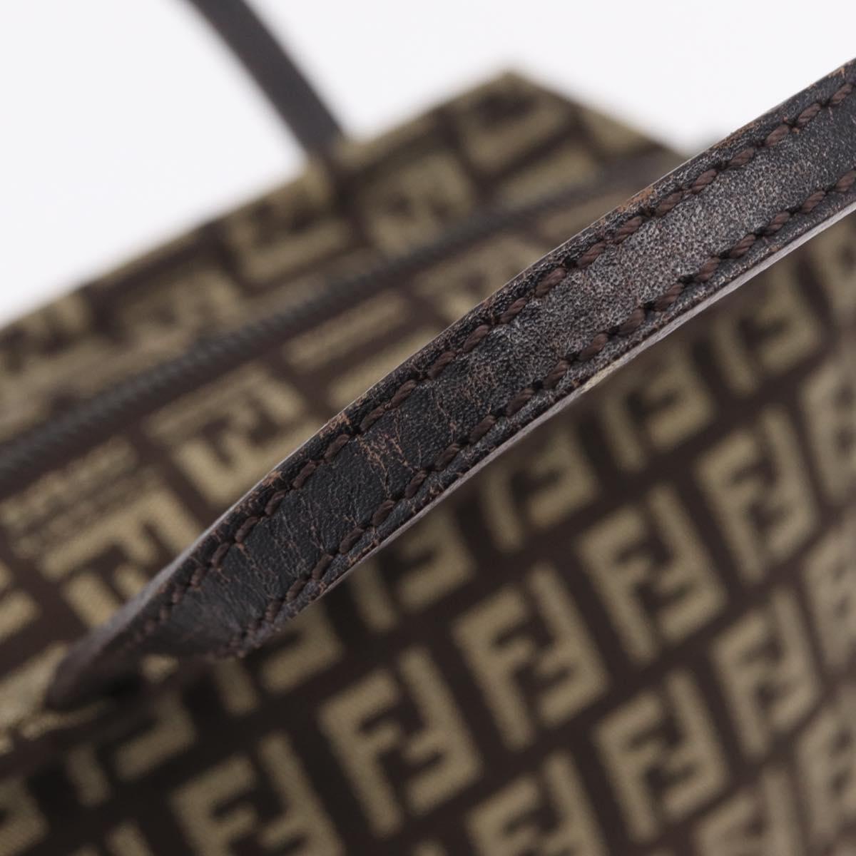 FENDI Zucchino Canvas Hand Bag Brown 8BN105 Auth ka6325