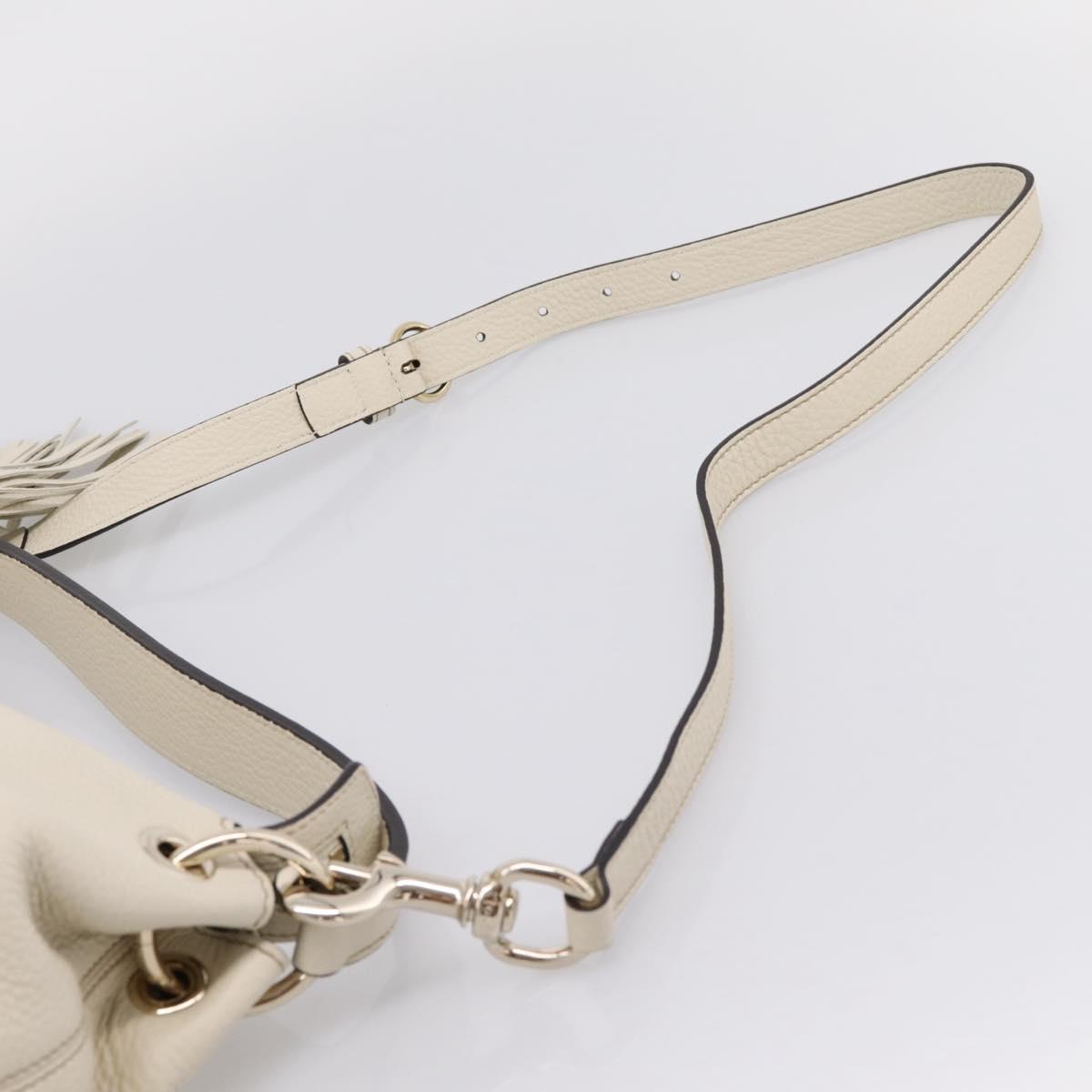 GUCCI Soho Shoulder Bag Leather 2way White Gold 408825 Auth ka6326V