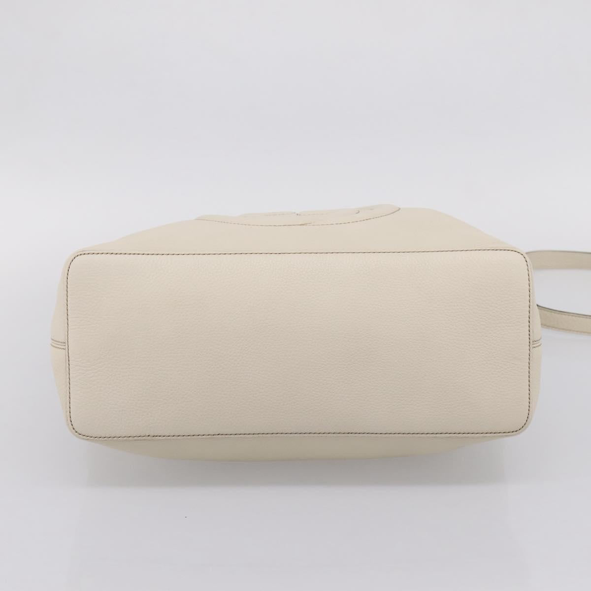 GUCCI Soho Shoulder Bag Leather 2way White Gold 408825 Auth ka6326V