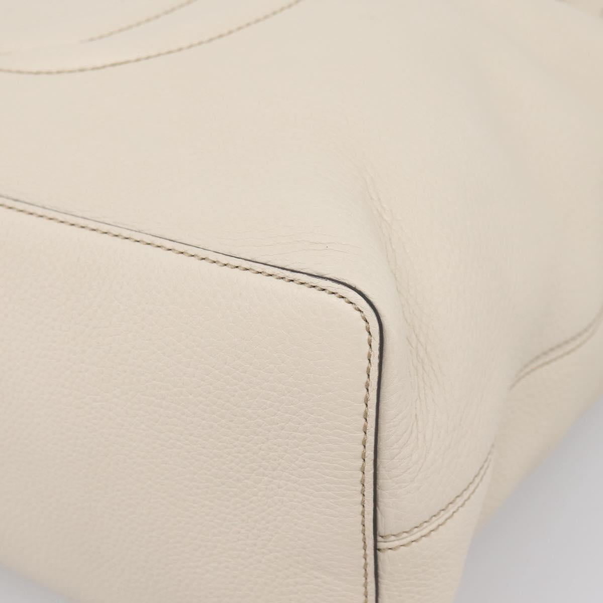 GUCCI Soho Shoulder Bag Leather 2way White Gold 408825 Auth ka6326V