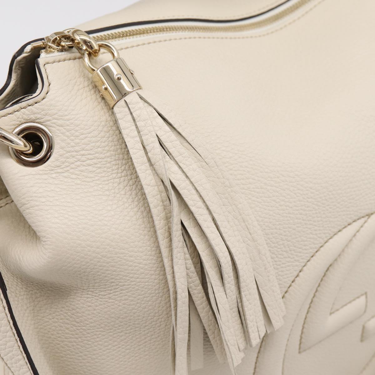 GUCCI Soho Shoulder Bag Leather 2way White Gold 408825 Auth ka6326V