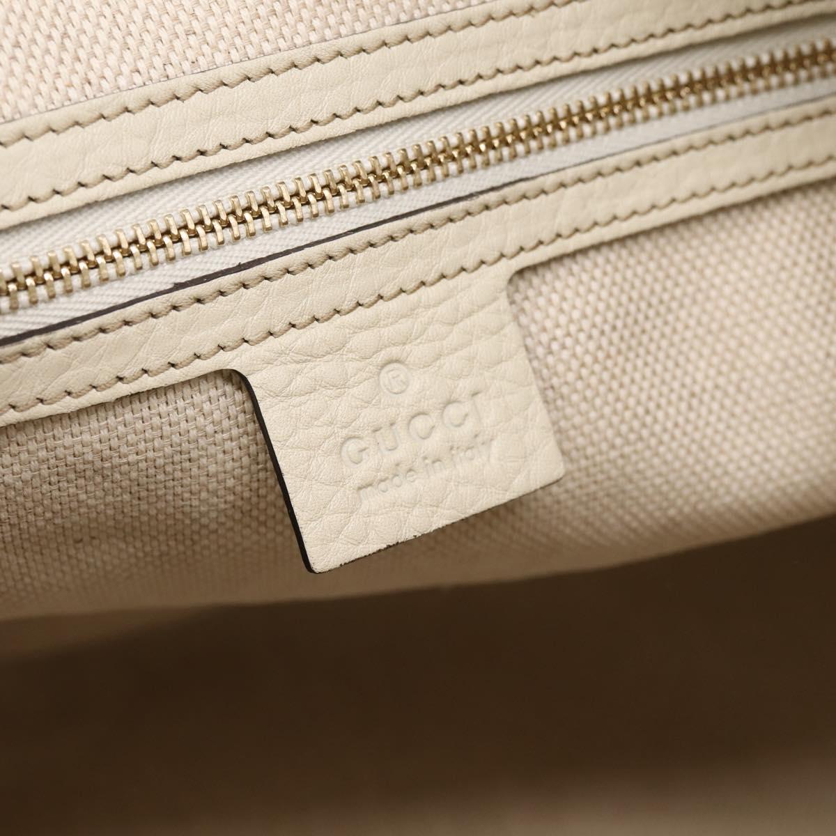 GUCCI Soho Shoulder Bag Leather 2way White Gold 408825 Auth ka6326V