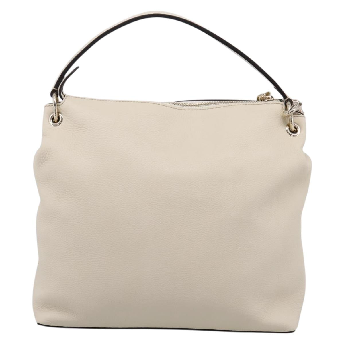 GUCCI Soho Shoulder Bag Leather 2way White Gold 408825 Auth ka6326V