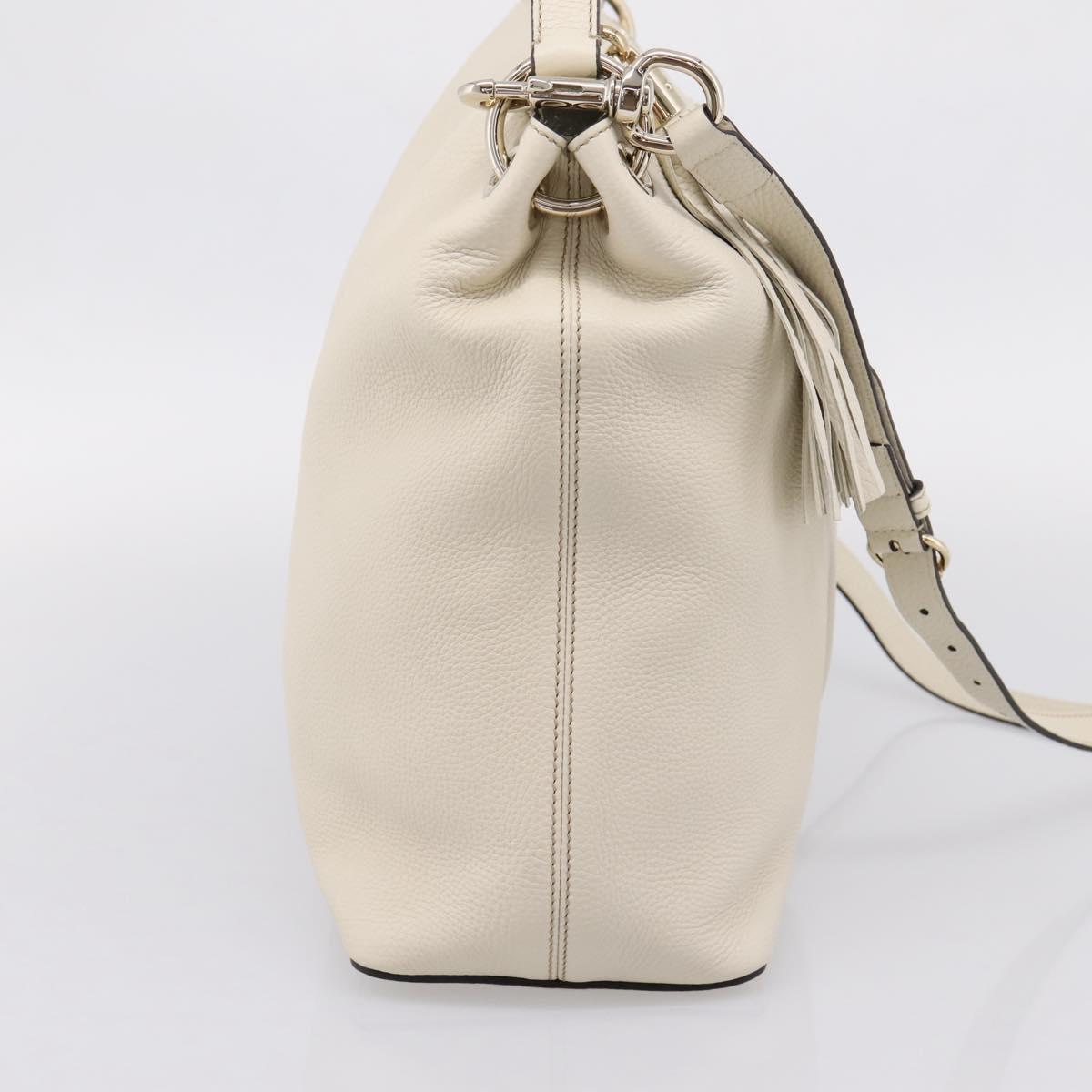 GUCCI Soho Shoulder Bag Leather 2way White Gold 408825 Auth ka6326V