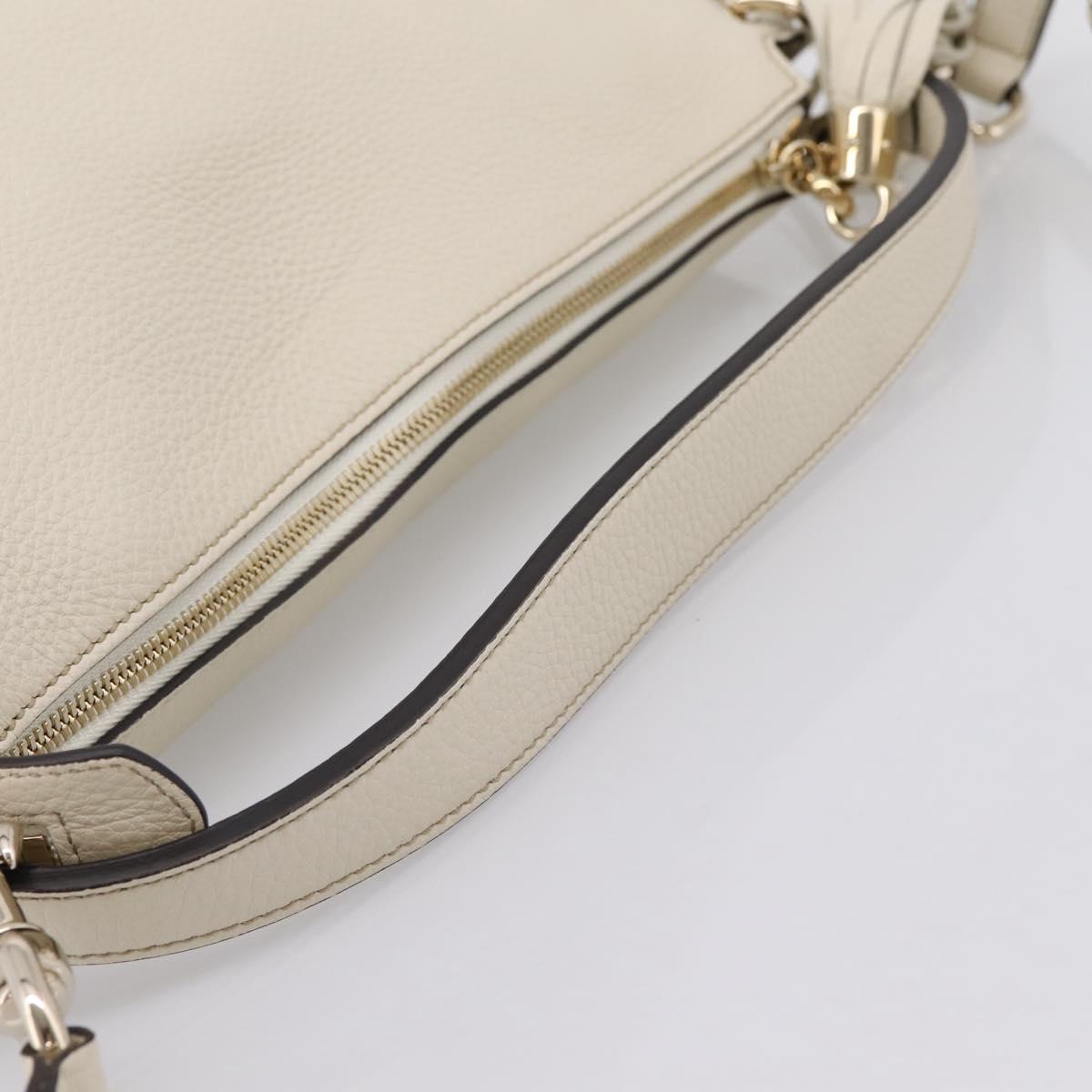 GUCCI Soho Shoulder Bag Leather 2way White Gold 408825 Auth ka6326V