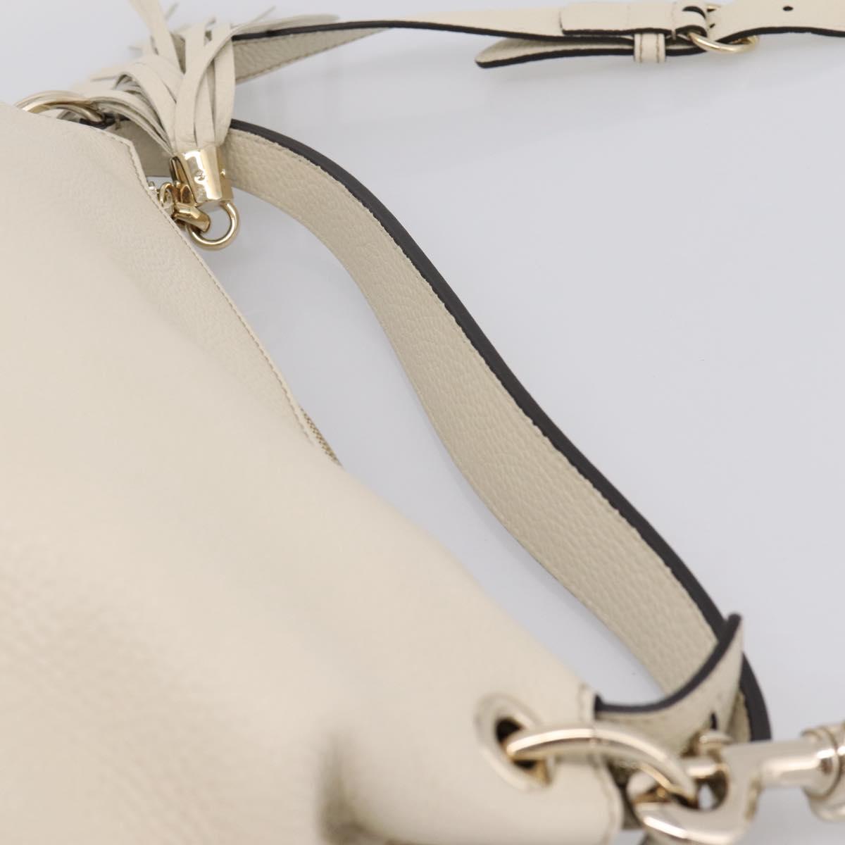 GUCCI Soho Shoulder Bag Leather 2way White Gold 408825 Auth ka6326V