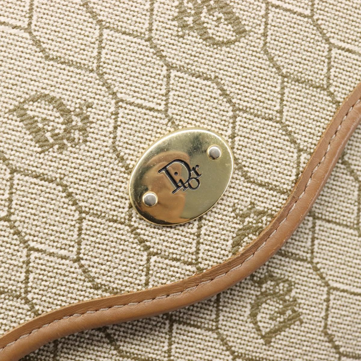 Christian Dior Honeycomb Canvas Shoulder Bag PVC Beige Gold Auth ka6327A