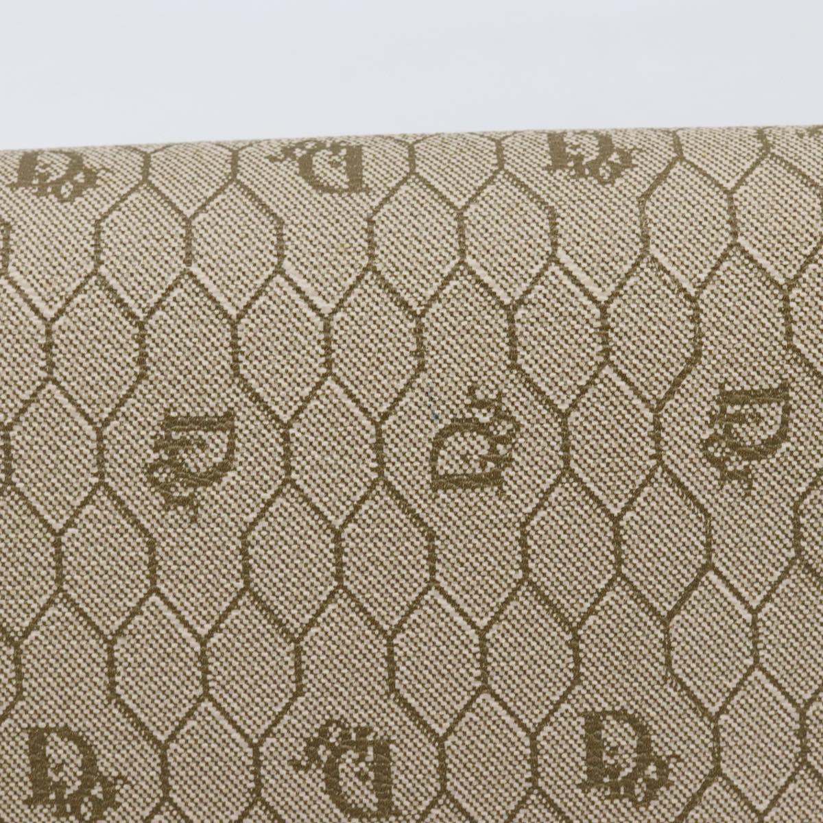 Christian Dior Honeycomb Canvas Shoulder Bag PVC Beige Gold Auth ka6327A